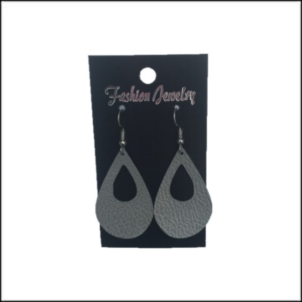 Handmade Light Weight Silver Faux Leather Earrings